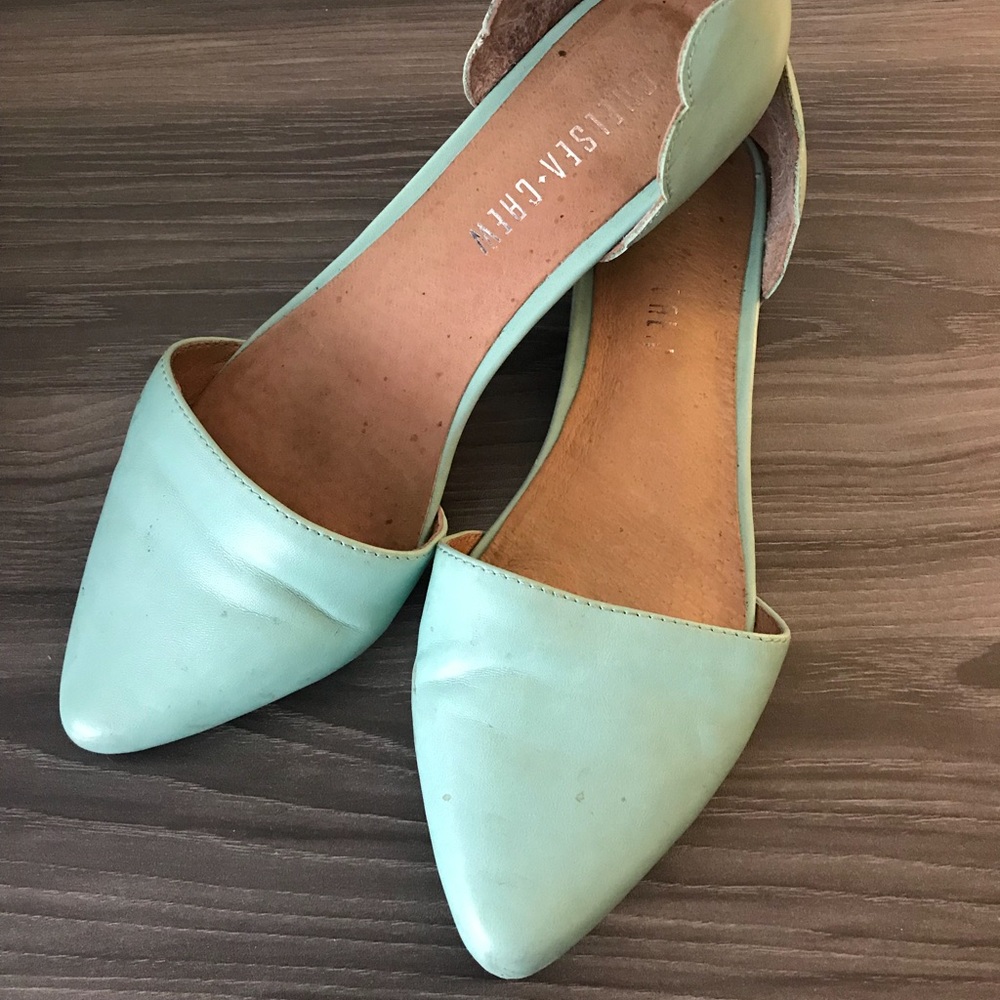 Chelsea Crew Aqua Leather D’Orsey Flats